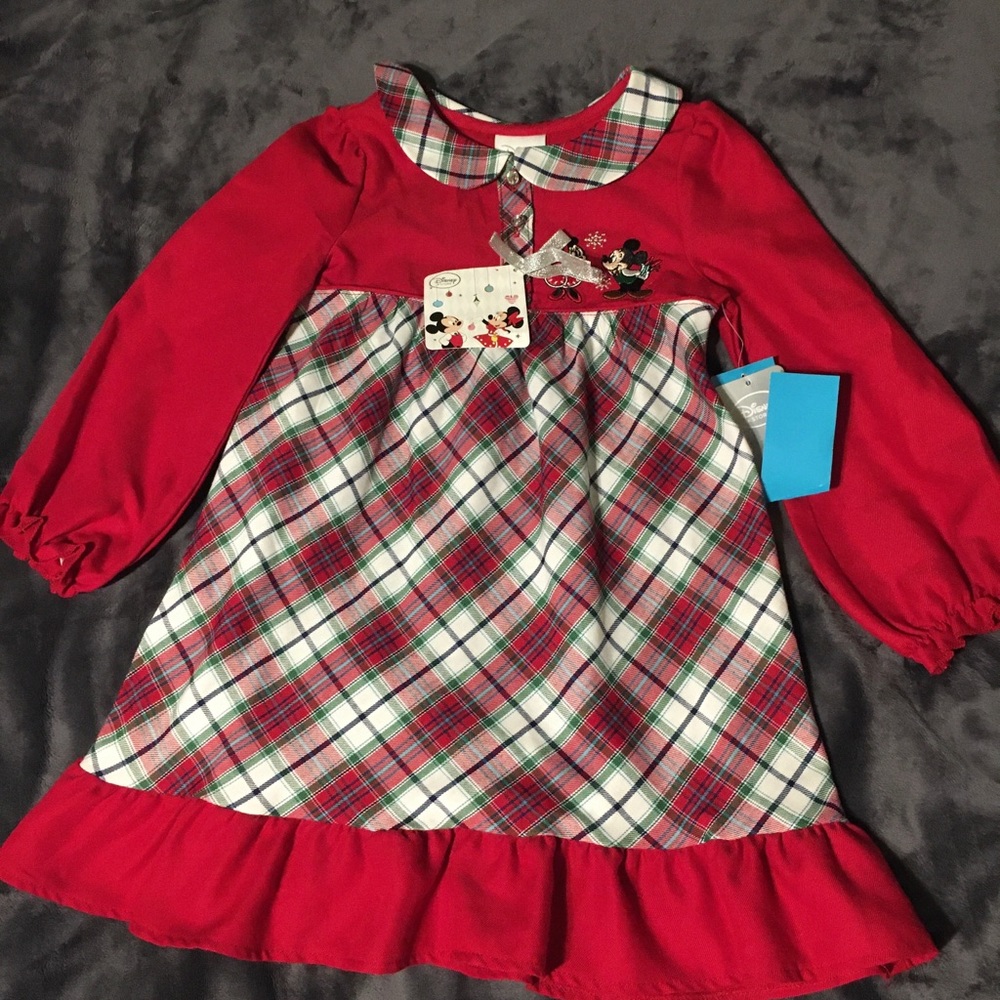 Disney Girls Christmas Plaid dress 3
